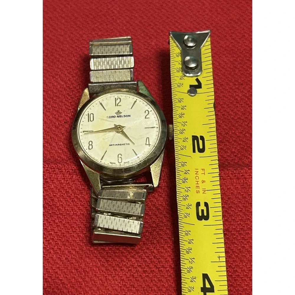 Vintage 1950's Lord Nelson Men's Mechanical Watch Swiss Made 1 Jewel Diamond Tol